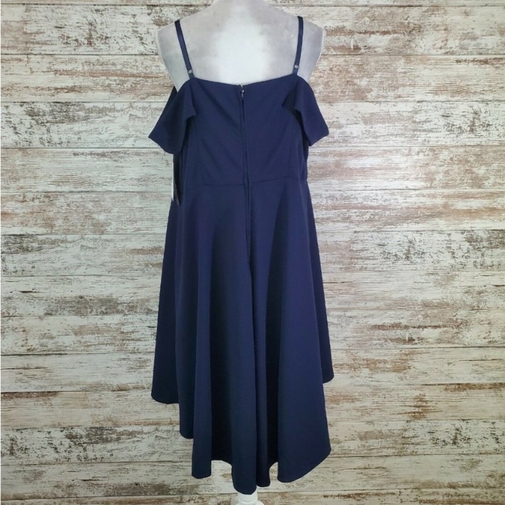 City Studio Cold Shoulder Spaghetti Strap Off Shoulder MIDI Fit Flare Dress